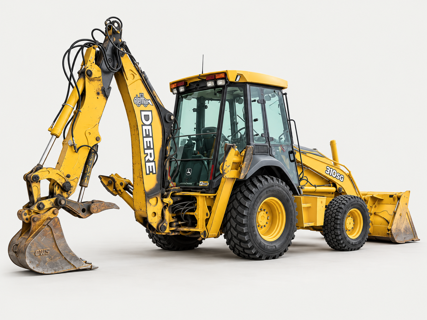 Coleman backhoe with both loader and digging buckets visible